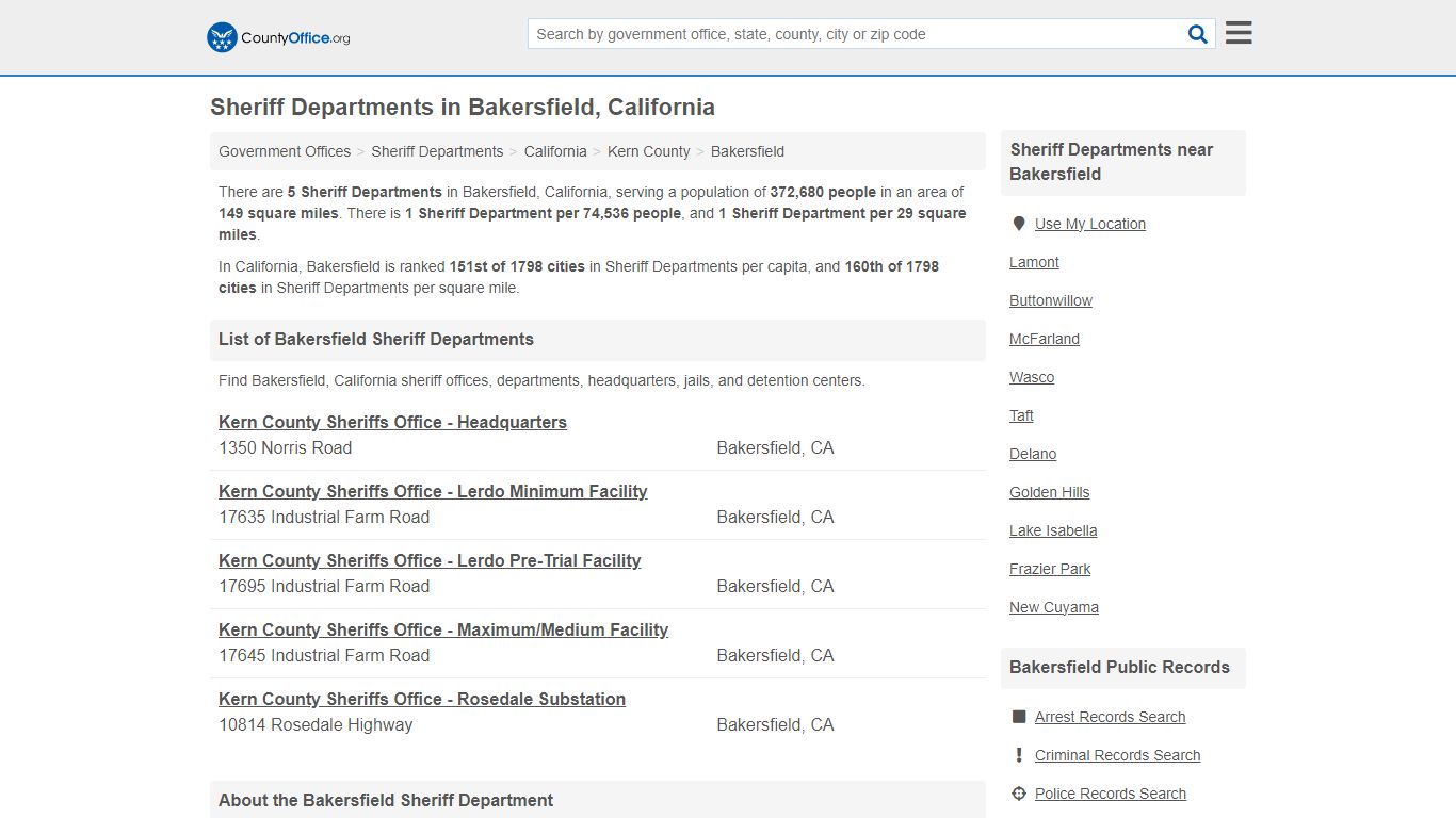 Sheriff Departments - Bakersfield, CA (Arrests, Jails & Auctions)
